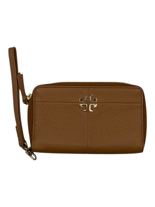 Tory Burch Brown Leather internal pockets Gold accent Wallet Brown
