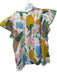 Umgee Size S Green & Multi Cotton Short Sleeve Flowers smocked neckline Top Green & Multi / S