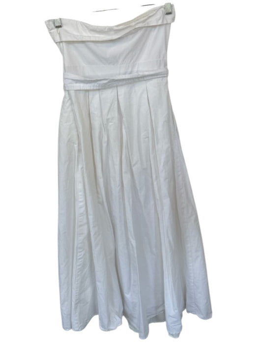 Lulus Size XS White Cotton Strapless Side Zip Pleated Maxi Dress White / XS