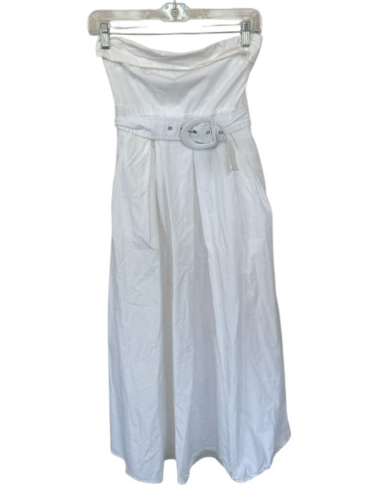 Lulus Size XS White Cotton Strapless Side Zip Pleated Maxi Dress White / XS