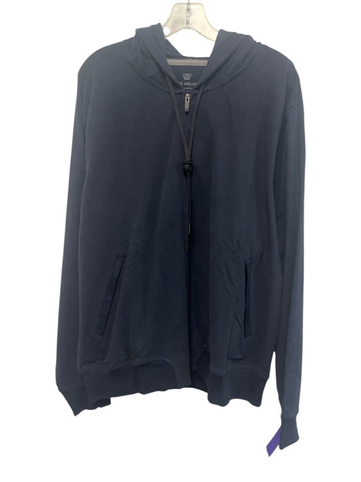 Mack Weldon Size XXL Navy Cotton Blend Solid Zip UP Hoodie Men's Jacket Navy / XXL