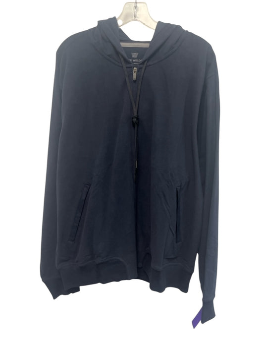 Mack Weldon Size XXL Navy Cotton Blend Solid Zip UP Hoodie Men's Jacket Navy / XXL