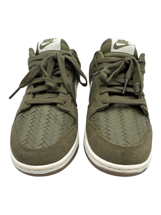Nike Shoe Size 8 Green & White Leather Woven Detail Low Top Lace Up Sneakers Green & White / 8