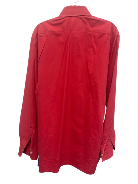 Kiton Size Est L Red Cotton Solid Button Up front pocket Men's Long Sleeve Shirt Red / Est L