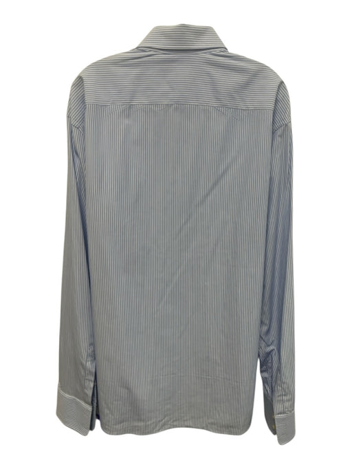 Armani Size L Blue & White Cotton Striped Button Up Men's Long Sleeve Shirt Blue & White / L