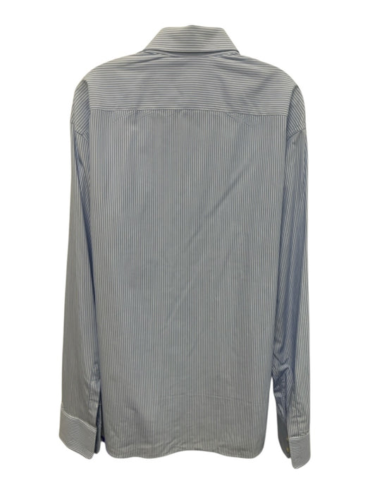 Armani Size L Blue & White Cotton Striped Button Up Men's Long Sleeve Shirt Blue & White / L