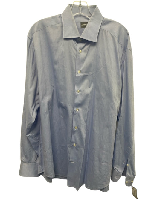 Armani Size L Light blue Cotton Solid Button Up Men's Long Sleeve Shirt Light blue / L