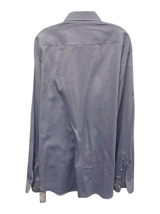 Armani Size 17.5 Blue Cotton Solid Button Up Point Collar Long Sleeve Shirt Blue / 17.5