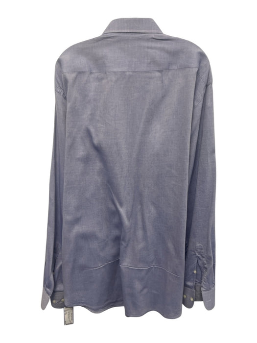 Armani Size 17.5 Blue Cotton Solid Button Up Point Collar Long Sleeve Shirt Blue / 17.5
