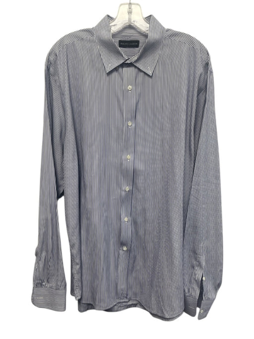 Ralph Lauren Black Size XXL Blue & White Cotton Striped Men's Long Sleeve Shirt Blue & White / XXL