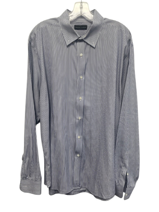 Ralph Lauren Black Size XXL Blue & White Cotton Striped Men's Long Sleeve Shirt Blue & White / XXL