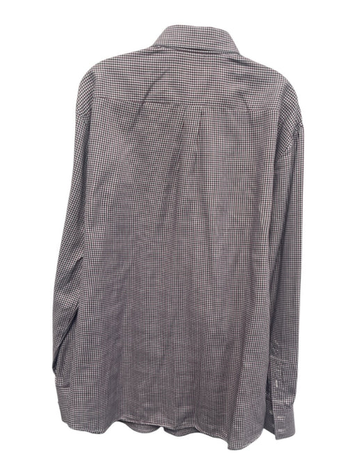 Brunello Cucinelli Size XXL Magenta & White Print Cotton Plaid Long Sleeve Shirt Magenta & White Print / XXL
