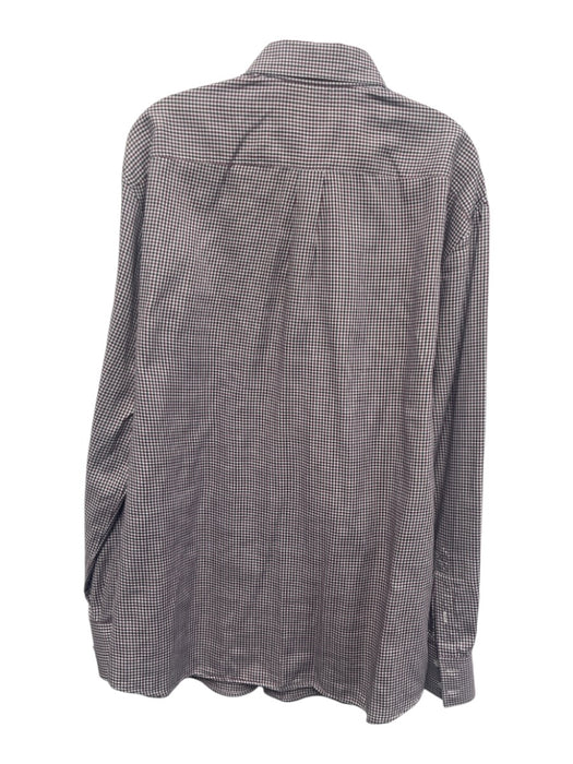 Brunello Cucinelli Size XXL Magenta & White Print Cotton Plaid Long Sleeve Shirt Magenta & White Print / XXL