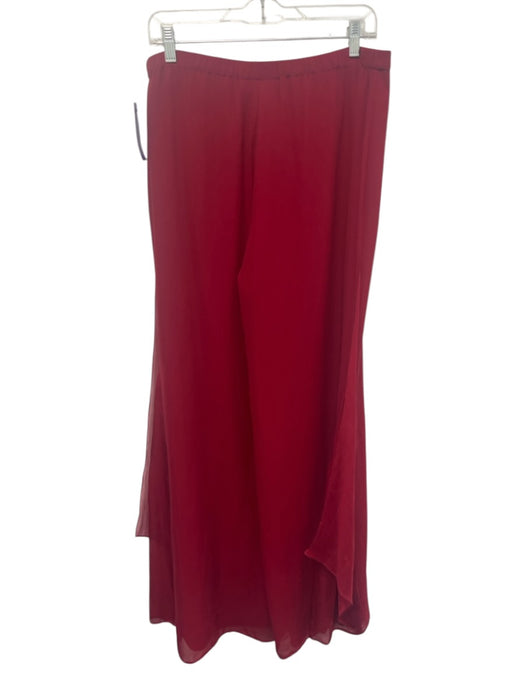 St. John Evening Size M / 10 Red Wool & Silk Rhinestone Jacket Wide Leg Pant Set Red / M / 10