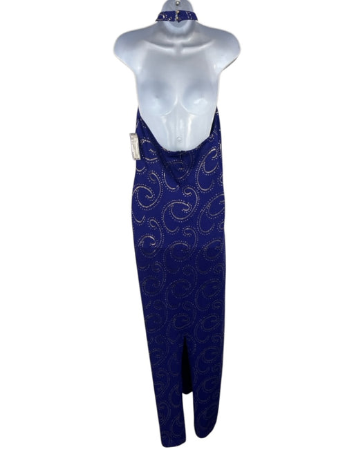 St John Evening Size M / 8 Royal Purple & Gold Wool Blend Knit Embellished Dress Royal Purple & Gold / M / 8