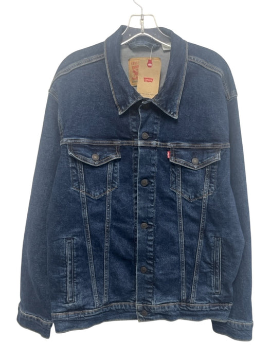 Levis NWT Size XL Dark Wash Cotton Blend Solid Trucker Men's Jacket Dark Wash / XL