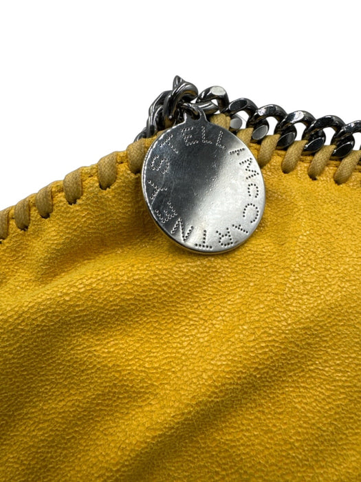 Stella McCartney Yellow Faux Suede Chain Trim Magnetic Snap Closure Slouchy Bag Yellow