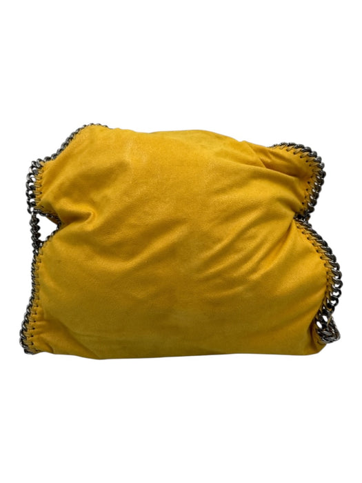 Stella McCartney Yellow Faux Suede Chain Trim Magnetic Snap Closure Slouchy Bag Yellow
