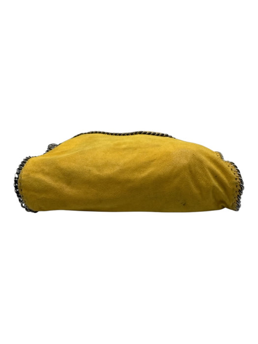 Stella McCartney Yellow Faux Suede Chain Trim Magnetic Snap Closure Slouchy Bag Yellow