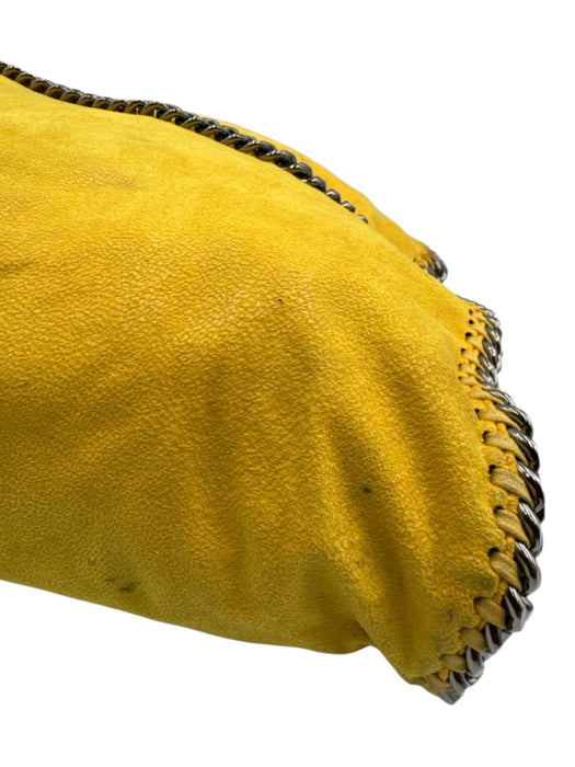 Stella McCartney Yellow Faux Suede Chain Trim Magnetic Snap Closure Slouchy Bag Yellow