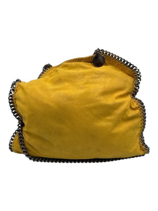 Stella McCartney Yellow Faux Suede Chain Trim Magnetic Snap Closure Slouchy Bag Yellow
