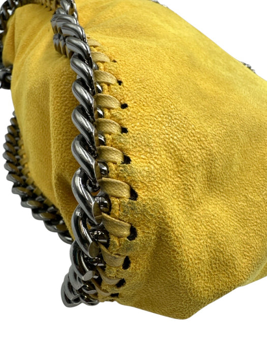 Stella McCartney Yellow Faux Suede Chain Trim Magnetic Snap Closure Slouchy Bag Yellow