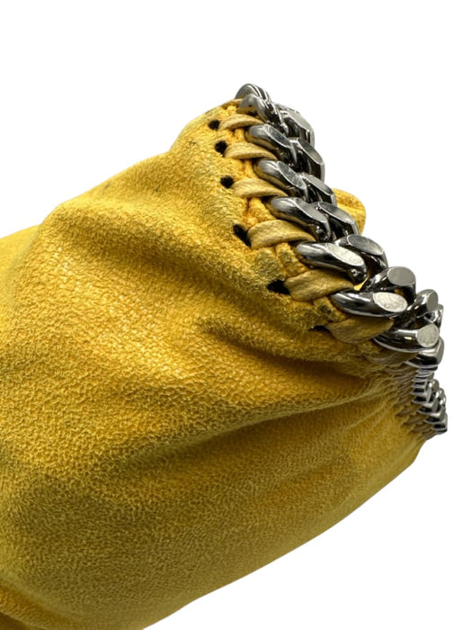Stella McCartney Yellow Faux Suede Chain Trim Magnetic Snap Closure Slouchy Bag Yellow