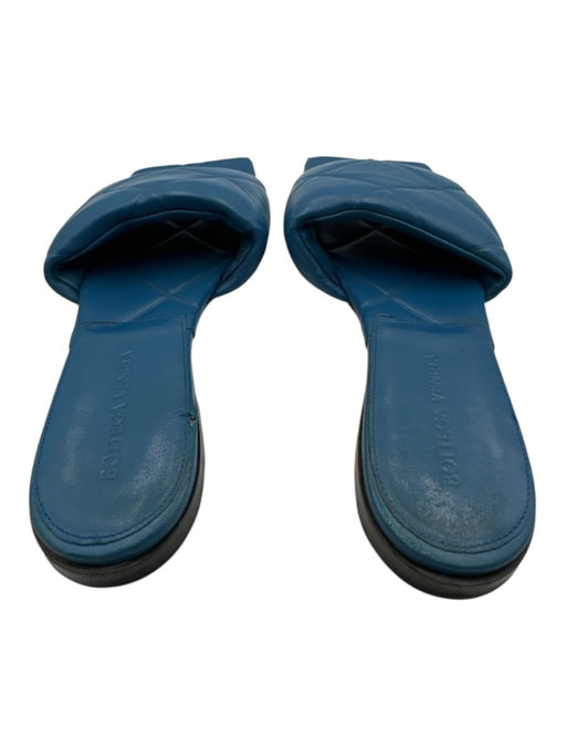 Bottega Veneta Shoe Size 37 Blue Leather Upper Quilted Embossed Slide Sandals Blue / 37