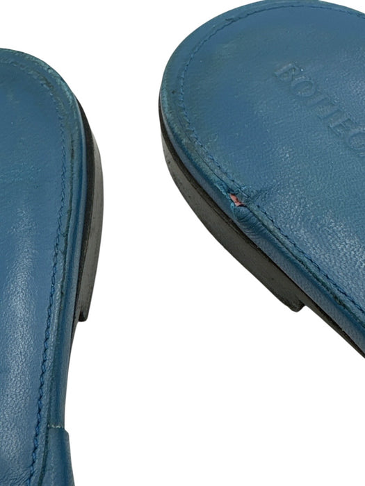 Bottega Veneta Shoe Size 37 Blue Leather Upper Quilted Embossed Slide Sandals Blue / 37