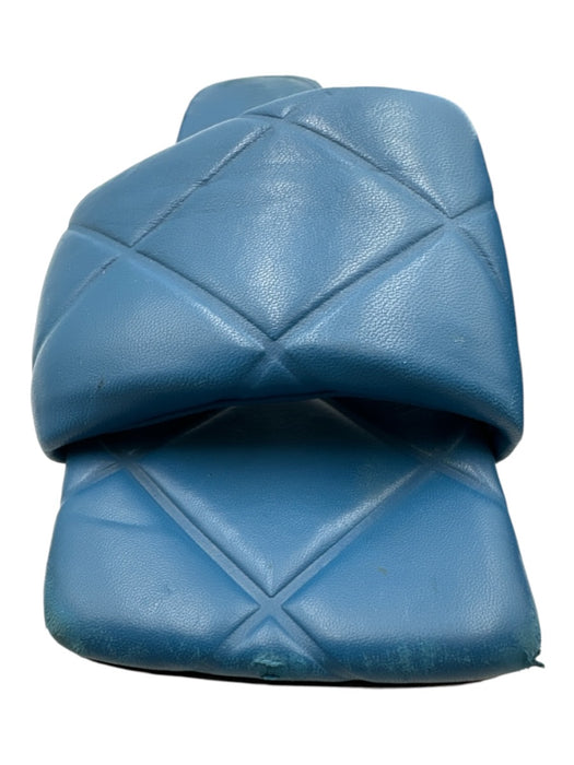Bottega Veneta Shoe Size 37 Blue Leather Upper Quilted Embossed Slide Sandals Blue / 37