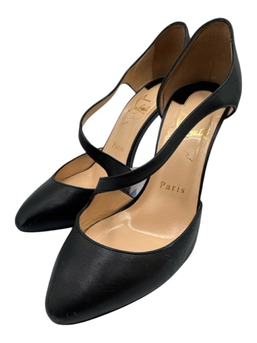 Christian Louboutin Shoe Size 36.5 Black Leather Upper Strap Detail Pumps Black / 36.5