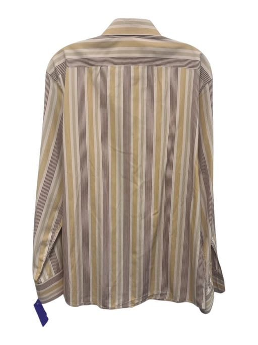 Gucci Size 16 Pink & Yellow Cotton Striped Button Up Men's Long Sleeve Top Pink & Yellow / 16