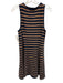 Nation Size S Navy & Brown Cotton Sleeveless Striped Gold Buttons Mini Dress Navy & Brown / S