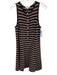 Nation Size S Navy & Brown Cotton Sleeveless Striped Gold Buttons Mini Dress Navy & Brown / S