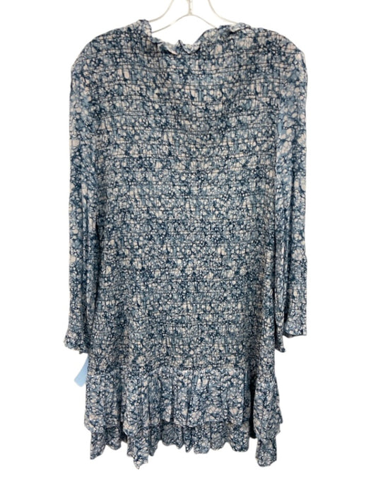 Margaret O'leary Size S Blue & White Viscose Long Sleeve Abstract Pattern Dress Blue & White / S