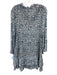 Margaret O'leary Size S Blue & White Viscose Long Sleeve Abstract Pattern Dress Blue & White / S