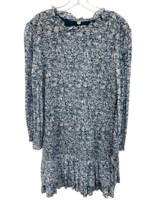Margaret O'leary Size S Blue & White Viscose Long Sleeve Abstract Pattern Dress Blue & White / S