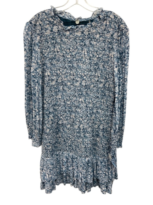 Margaret O'leary Size S Blue & White Viscose Long Sleeve Abstract Pattern Dress Blue & White / S
