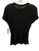 Frame Size M Black Polyamide Short Sleeve Textured Semi Sheer Crew Neck Top Black / M