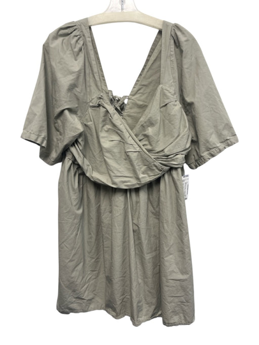 Forever That Girl Size 2X Sage green Cotton 1/2 Sleeve Wrap Detail Dress Sage green / 2X