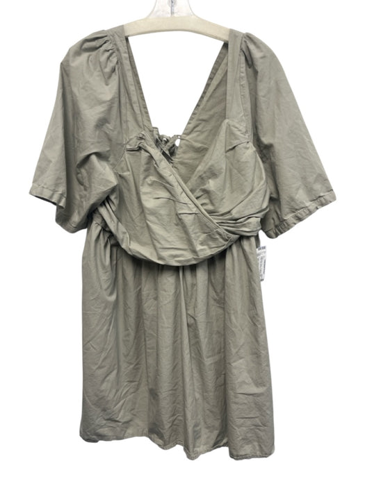 Forever That Girl Size 2X Sage green Cotton 1/2 Sleeve Wrap Detail Dress Sage green / 2X