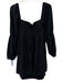 Reformation Size 20 Black Cotton Blend Long Balloon Sleeve Square Neck Dress Black / 20