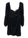 Reformation Size 20 Black Cotton Blend Long Balloon Sleeve Square Neck Dress Black / 20