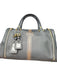 Tory Burch Black & Brown Leather Stripe Metal Gold Hardware Bag Charm Purse Black & Brown / M