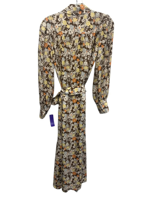 Tory Burch Size 00 Brown, Cream & Multi Silk Floral Button Front Shirt Dress Brown, Cream & Multi / 00