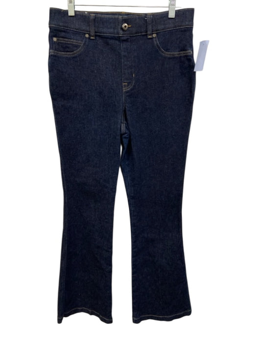 Spanx Size L Dark Wash Cotton Blend Elastic Waistband High Waist Flare Jeans Dark Wash / L