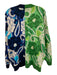 Farm Rio Size L Blue & Green Cotton Floral Button Front Color Block Cardigan Blue & Green / L