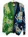 Farm Rio Size L Blue & Green Cotton Floral Button Front Color Block Cardigan Blue & Green / L