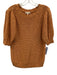 Ann Mashburn Size L Orange Cotton, Linen & Silk Knit 1/2 Puff Sleeve Sweater Top Orange / L