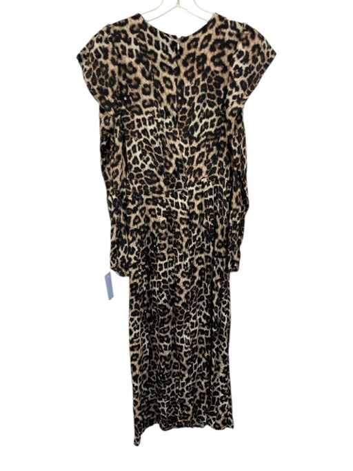 Farm Rio Size M Brown & Black Viscose Leopard Print Long Sleeve V Neck Dress Brown & Black / M